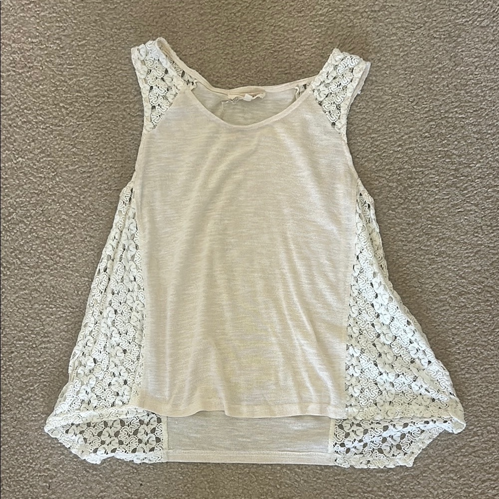 Altar'd State Cream Asymmetrical Sleeveless Tank Top